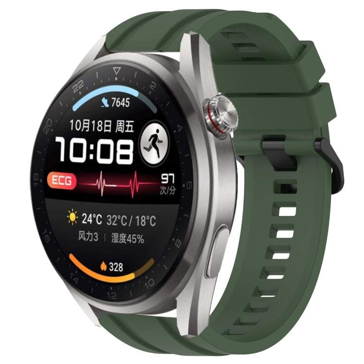 For Huawei Watch 3 Pro New Long & Short Sports Solid Color Silicone Watch Band Set(Dark Green)