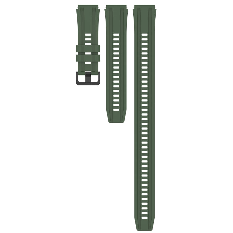 For Huawei Watch Buds Long & Short Sports Solid Color Silicone Watch Band Set(Dark Green)