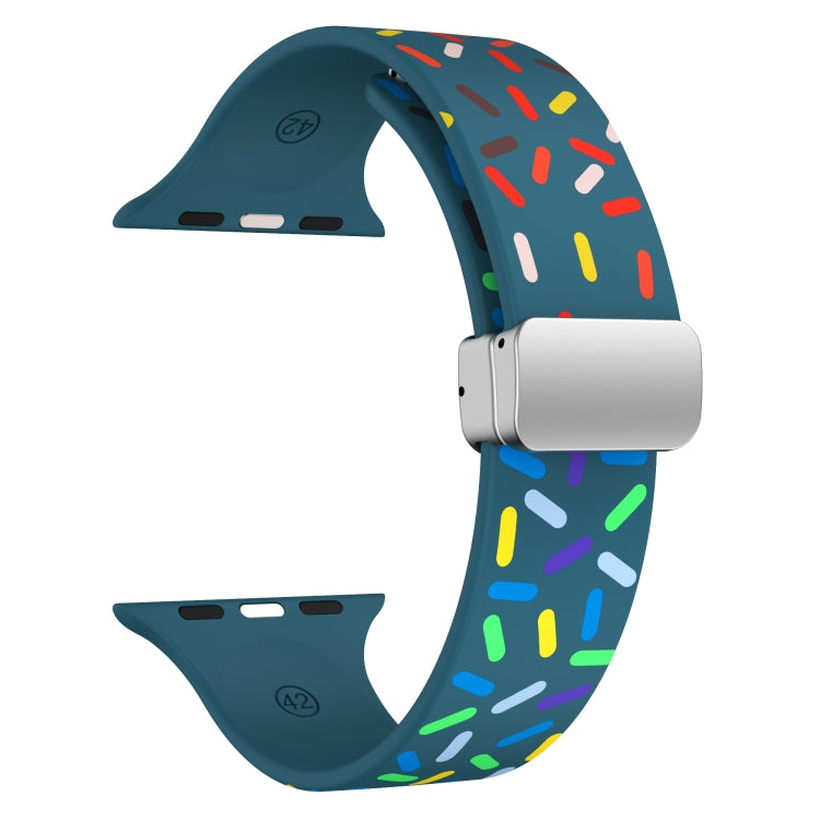 For Apple Watch 6 40mm Rainbow Dots Silicone Magnetic Buckle Watch Band(Blue)