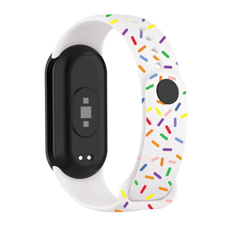 For Xiaomi Band 8 Sports Rainbow Dots Silicone Buckle Watch Band(White)
