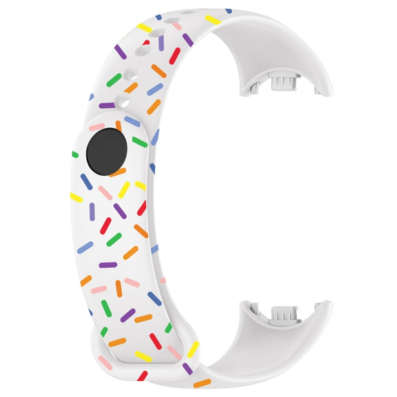 For Xiaomi Band 8 Sports Rainbow Dots Silicone Buckle Watch Band(White)
