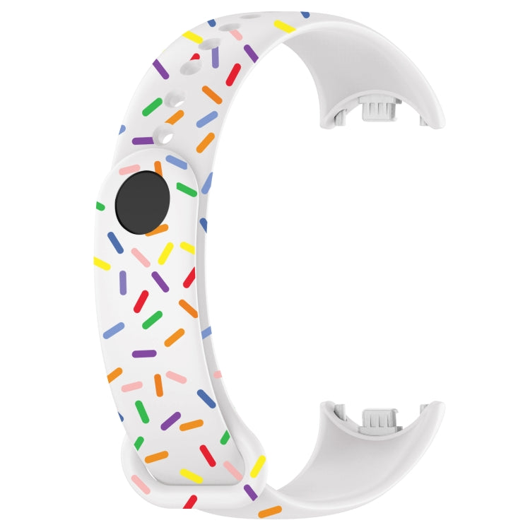For Xiaomi Band 8 Sports Rainbow Dots Silicone Buckle Watch Band(White)