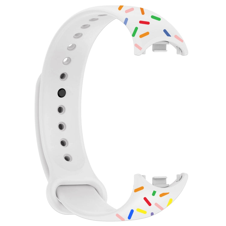 For Xiaomi Band 8 Sports Rainbow Dots Silicone Buckle Watch Band(White)