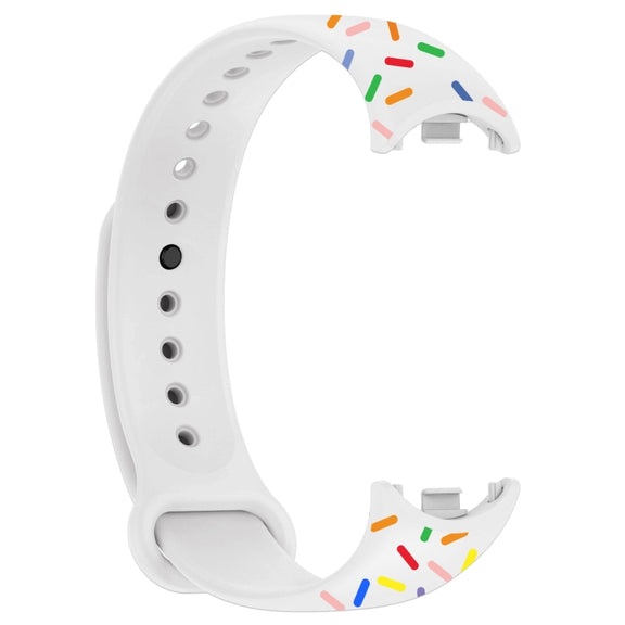 For Xiaomi Band 8 Sports Rainbow Dots Silicone Buckle Watch Band(White)