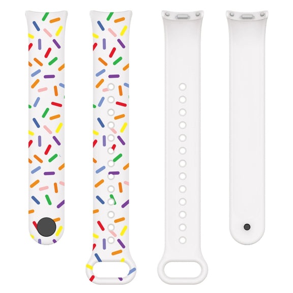 For Xiaomi Band 8 Sports Rainbow Dots Silicone Buckle Watch Band(White)