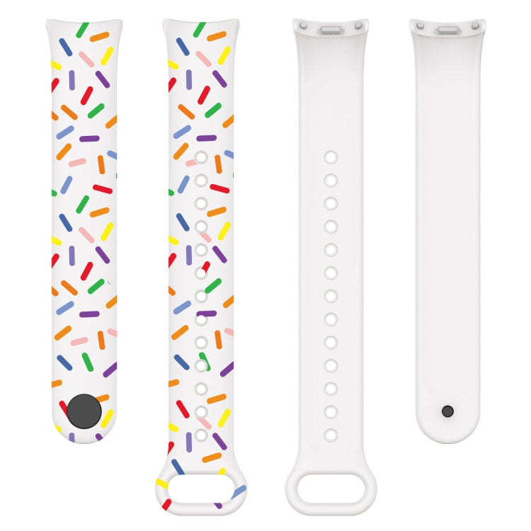 For Xiaomi Band 8 Sports Rainbow Dots Silicone Buckle Watch Band(White)