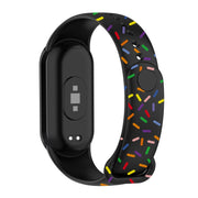 For Xiaomi Band 8 Sports Rainbow Dots Silicone Buckle Watch Band(Black)
