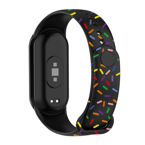 For Xiaomi Band 8 Sports Rainbow Dots Silicone Buckle Watch Band(Black)