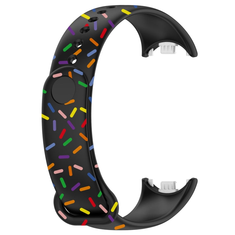 For Xiaomi Band 8 Sports Rainbow Dots Silicone Buckle Watch Band(Black)