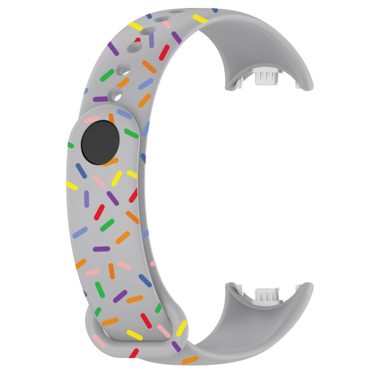 For Xiaomi Band 8 Sports Rainbow Dots Silicone Buckle Watch Band(Gray)