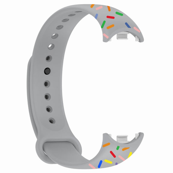 For Xiaomi Band 8 Sports Rainbow Dots Silicone Buckle Watch Band(Gray)
