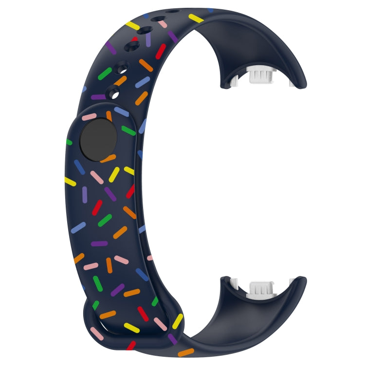 For Xiaomi Band 8 Sports Rainbow Dots Silicone Buckle Watch Band(Midnight Blue)