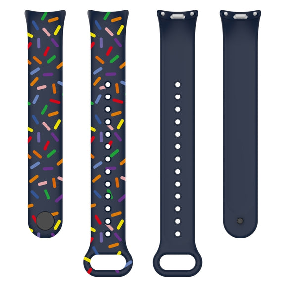 For Xiaomi Band 8 Sports Rainbow Dots Silicone Buckle Watch Band(Midnight Blue)