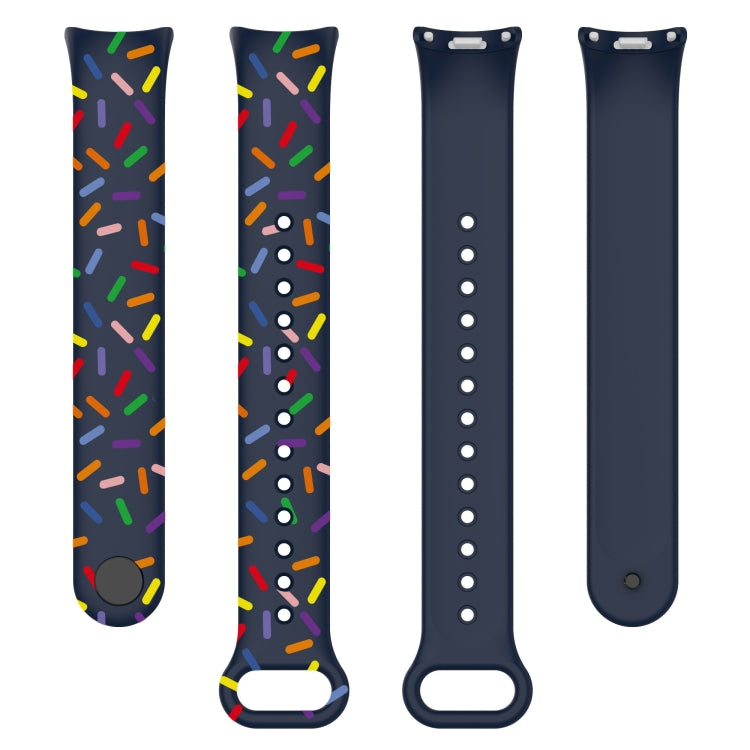 For Xiaomi Band 8 Sports Rainbow Dots Silicone Buckle Watch Band(Midnight Blue)