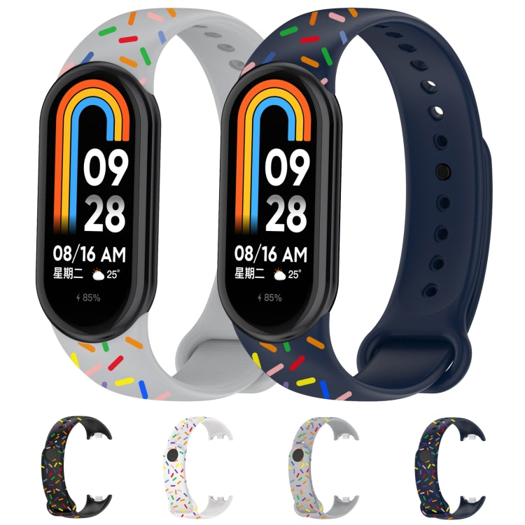 For Xiaomi Band 8 Sports Rainbow Dots Silicone Buckle Watch Band(White)
