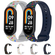 For Xiaomi Band 8 Sports Rainbow Dots Silicone Buckle Watch Band(White)