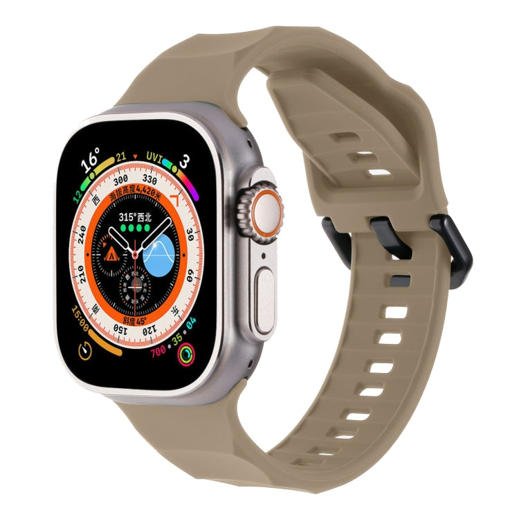 For Apple Watch 8 45mm Ripple Silicone Sports Watch Band(Brown)