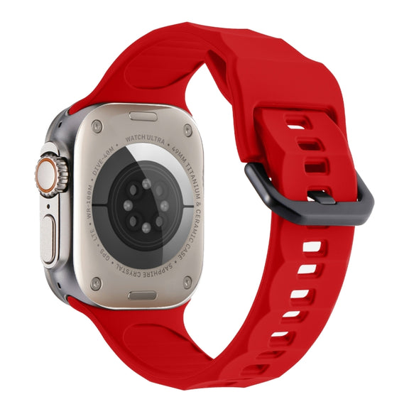 For Apple Watch 7 45mm Ripple Silicone Sports Watch Band(Red)