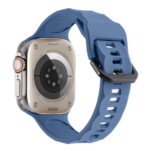 For Apple Watch 7 45mm Ripple Silicone Sports Watch Band(Light Blue)