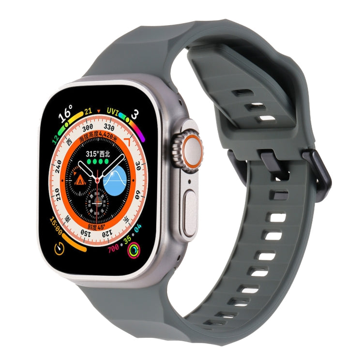 For Apple Watch 7 45mm Ripple Silicone Sports Watch Band(Dark Grey)