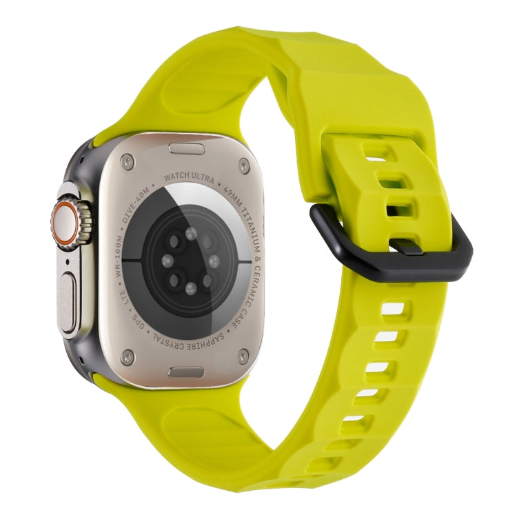 For Apple Watch 5 44mm Ripple Silicone Sports Watch Band(Fluorescent Green)