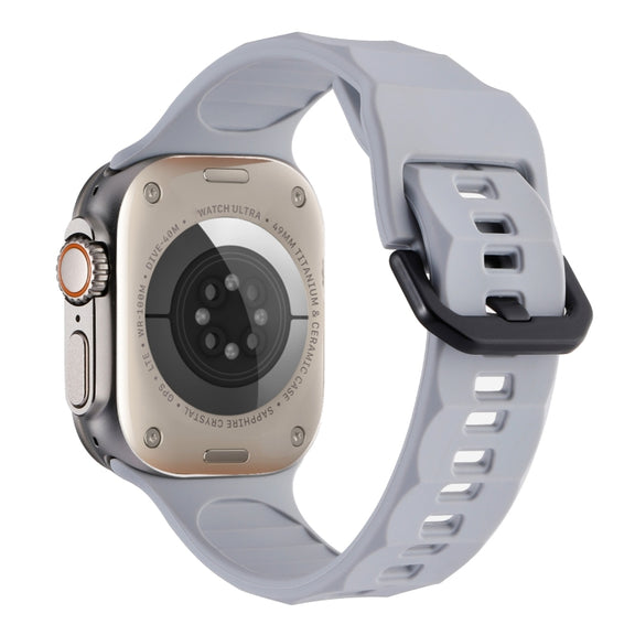 For Apple Watch 4 44mm Ripple Silicone Sports Watch Band(Light Grey)