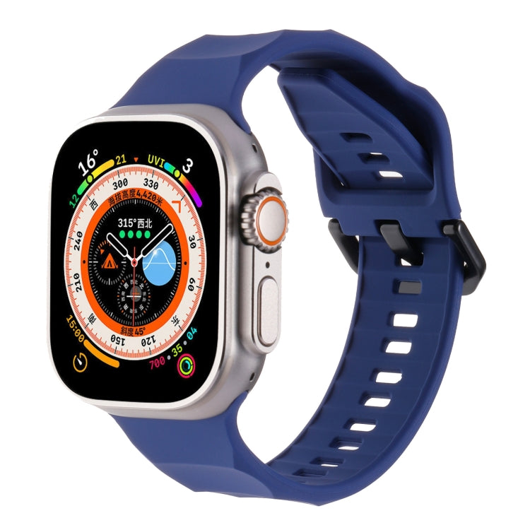 For Apple Watch 3 42mm Ripple Silicone Sports Watch Band(Dark Blue)