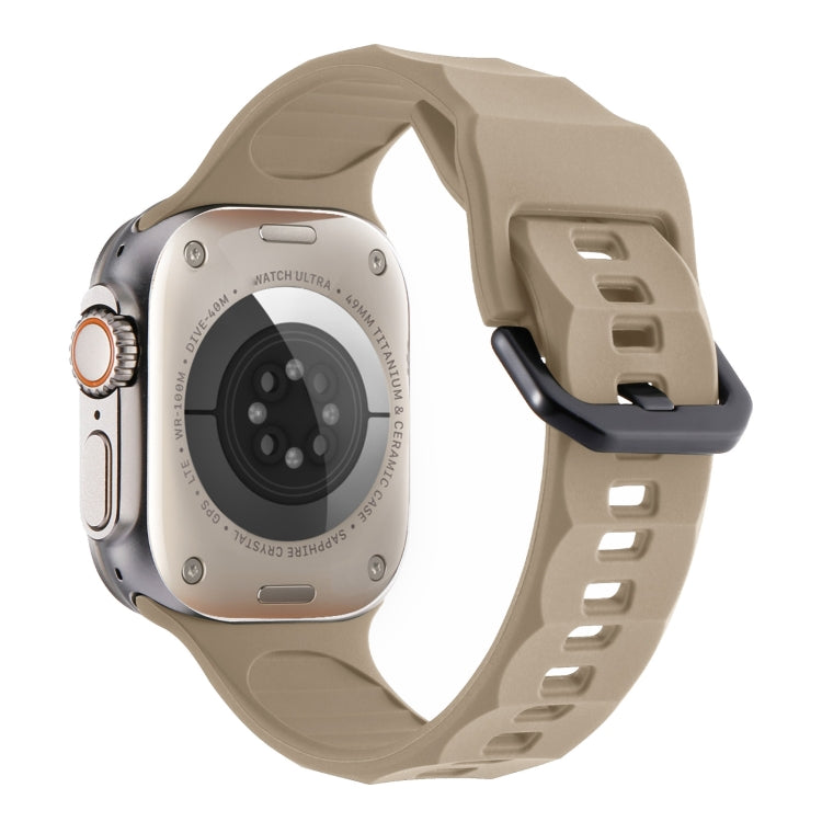 For Apple Watch 3 42mm Ripple Silicone Sports Watch Band(Brown)