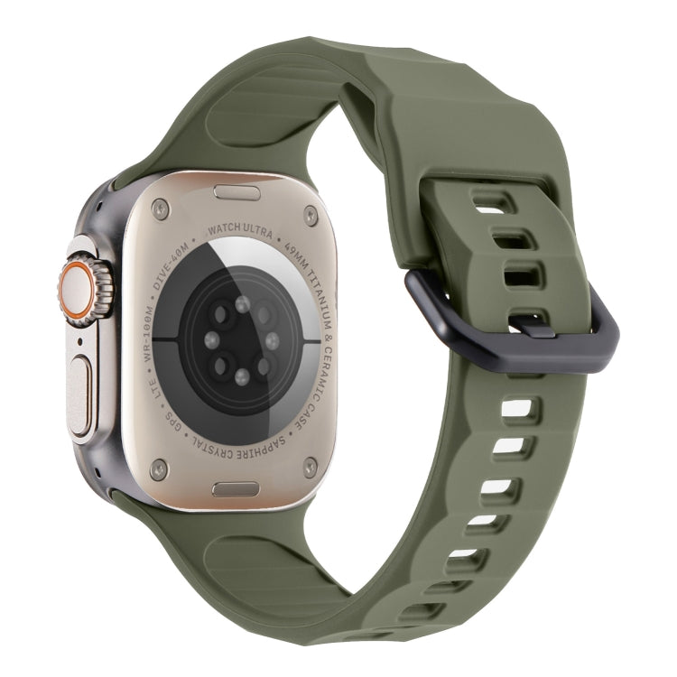 For Apple Watch 2 42mm Ripple Silicone Sports Watch Band(Dark Green)