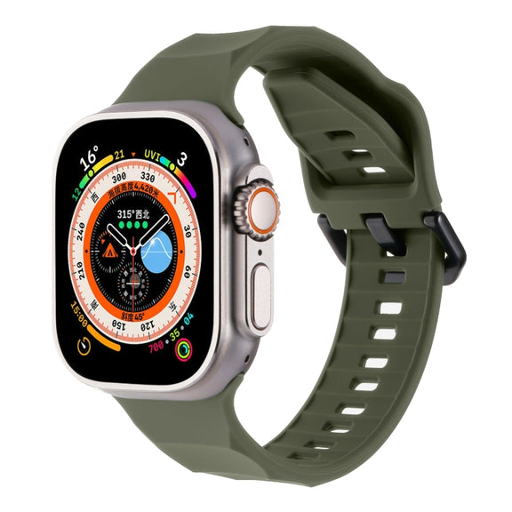 For Apple Watch 2 42mm Ripple Silicone Sports Watch Band(Dark Green)