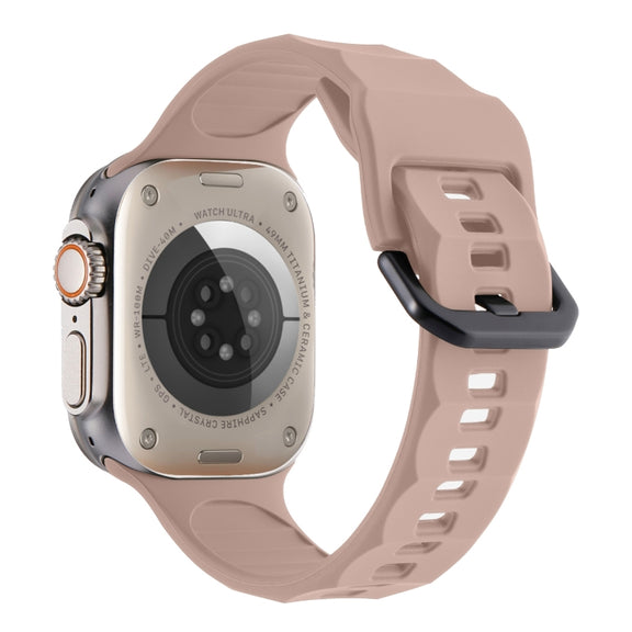 For Apple Watch 2 42mm Ripple Silicone Sports Watch Band(Pink)