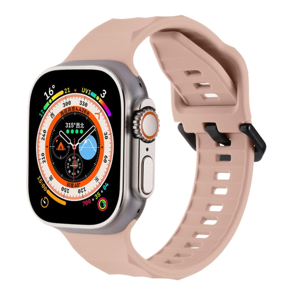 For Apple Watch 2 42mm Ripple Silicone Sports Watch Band(Pink)