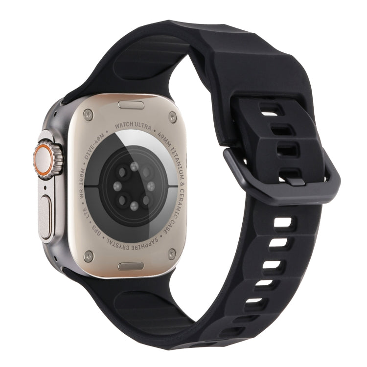For Apple Watch 2 42mm Ripple Silicone Sports Watch Band(Black)
