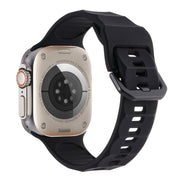 For Apple Watch 2 42mm Ripple Silicone Sports Watch Band(Black)