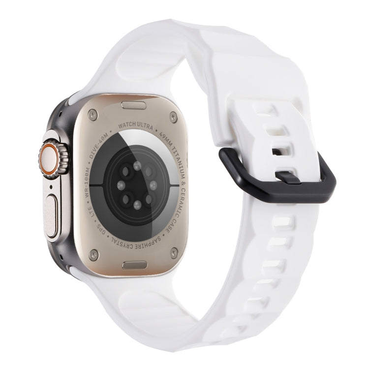 For Apple Watch 42mm Ripple Silicone Sports Watch Band(White)