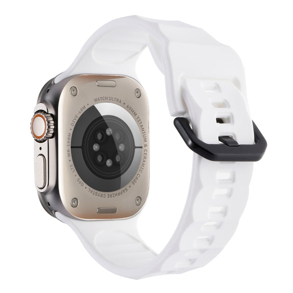 For Apple Watch 42mm Ripple Silicone Sports Watch Band(White)