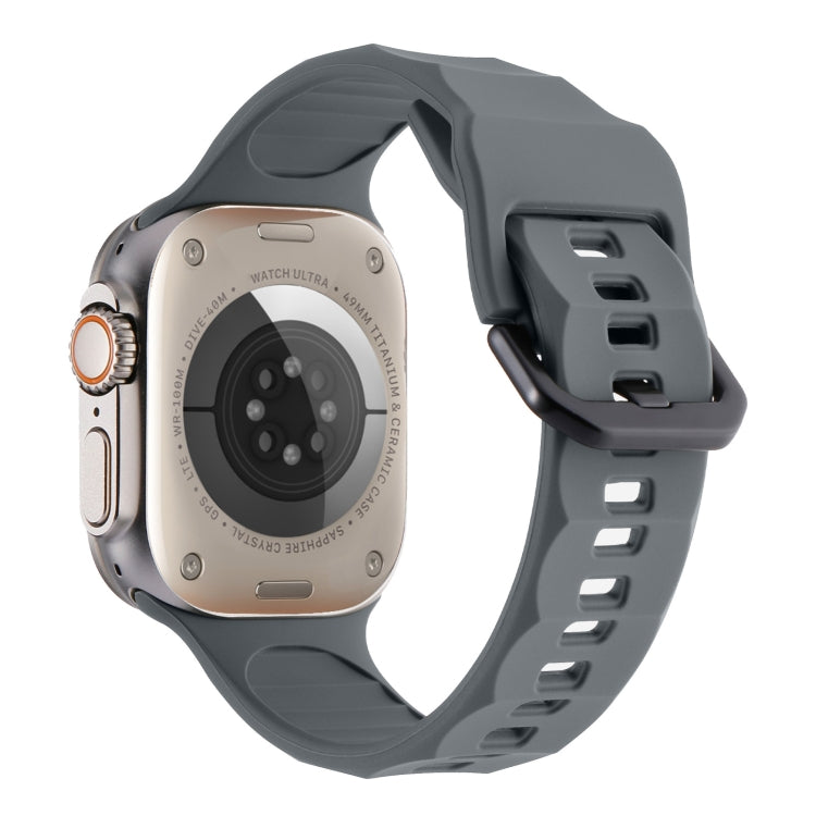 For Apple Watch 42mm Ripple Silicone Sports Watch Band(Dark Grey)