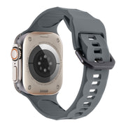 For Apple Watch 42mm Ripple Silicone Sports Watch Band(Dark Grey)