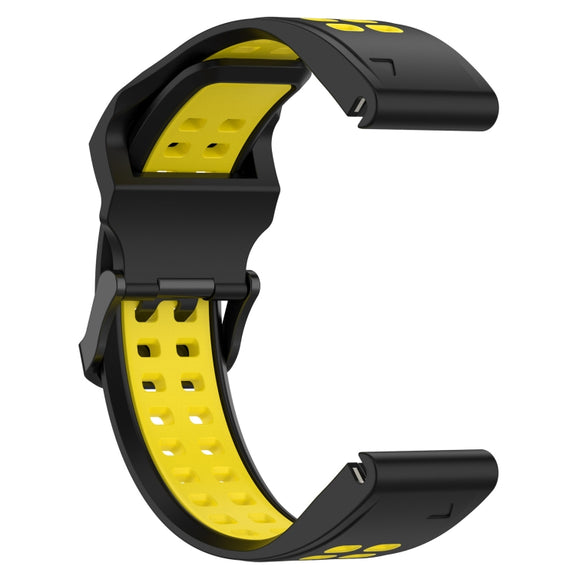 For Garmin Epix Pro 47mm 22mm Two-Color Reverse Buckle Silicone Watch Band(Black+Yellow)