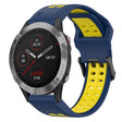 For Garmin Fenix 6 22mm Two-Color Reverse Buckle Silicone Watch Band(Blue+Yellow) - Watch Bands by PMC TechLife | Online Shopping South Africa | PMC TechLife