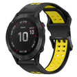 For Garmin Fenix 6 Pro 22mm Two-Color Reverse Buckle Silicone Watch Band(Black+Yellow) - Watch Bands by PMC TechLife | Online Shopping South Africa | PMC TechLife