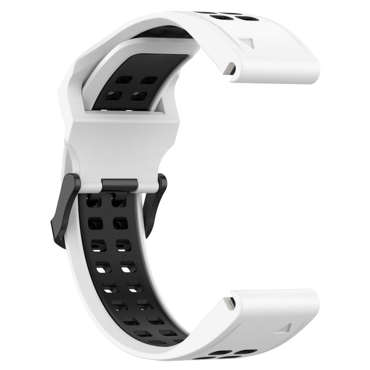 For Garmin Fenix 5 22mm Two-Color Reverse Buckle Silicone Watch Band(White+Black)