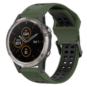 For Garmin Fenix 5 Plus 22mm Two-Color Reverse Buckle Silicone Watch Band(Army Green+Black)
