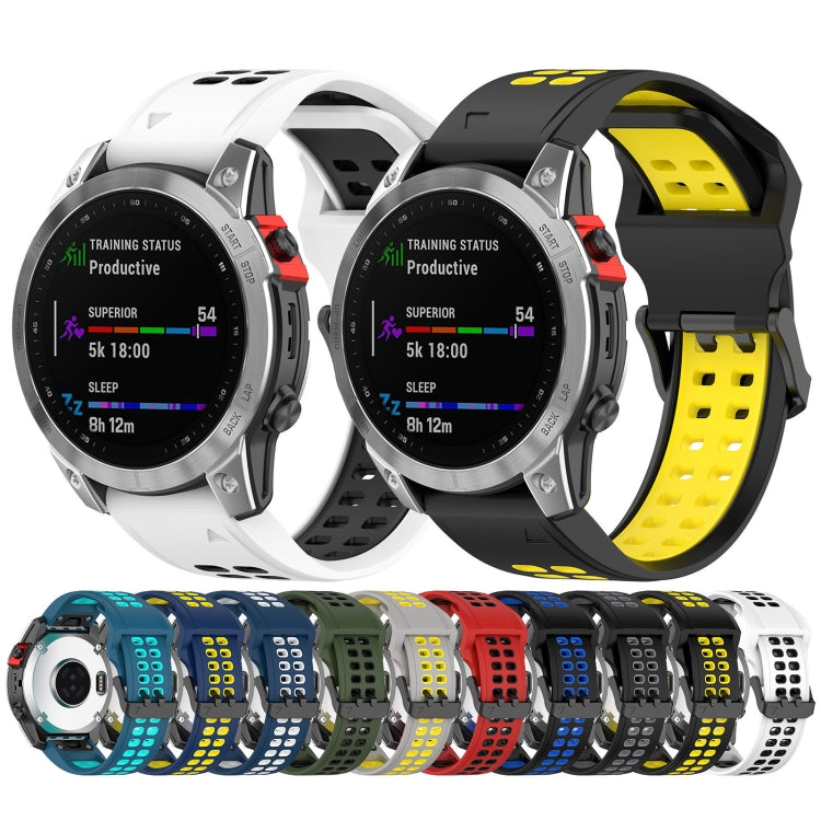 For Garmin Instinct 2 22mm Two-Color Reverse Buckle Silicone Watch Band(Blue+Teal)