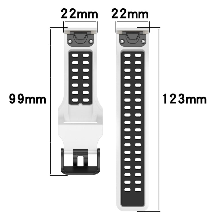 For Garmin Instinct Crossover Solar 22mm Two-Color Reverse Buckle Silicone Watch Band(Blue+Yellow)