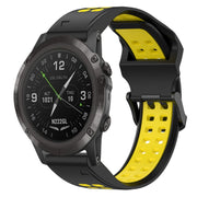 For Garmin D2 Delta PX 26mm Two-Color Reverse Buckle Silicone Watch Band(Black+Yellow)