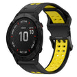 For Garmin Fenix 6X 26mm Two-Color Reverse Buckle Silicone Watch Band(Black+Yellow) - Watch Bands by PMC TechLife | Online Shopping South Africa | PMC TechLife