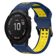 For Garmin Fenix 6X 26mm Two-Color Reverse Buckle Silicone Watch Band(Blue+Yellow) - Watch Bands by PMC TechLife | Online Shopping South Africa | PMC TechLife