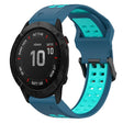 For Garmin Fenix 6X 26mm Two-Color Reverse Buckle Silicone Watch Band(Blue+Teal) - Watch Bands by PMC TechLife | Online Shopping South Africa | PMC TechLife