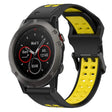 For Garmin Fenix 5X 26mm Two-Color Reverse Buckle Silicone Watch Band(Black+Yellow) - Watch Bands by PMC TechLife | Online Shopping South Africa | PMC TechLife
